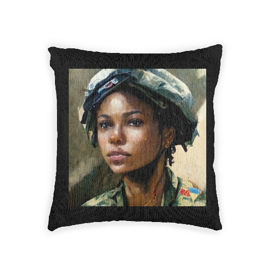Beautiful US army combat medic painting Woven Pillows