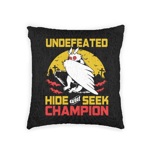 Undefeated Hide And Seek Champion Funny Mothman Woven Pillows