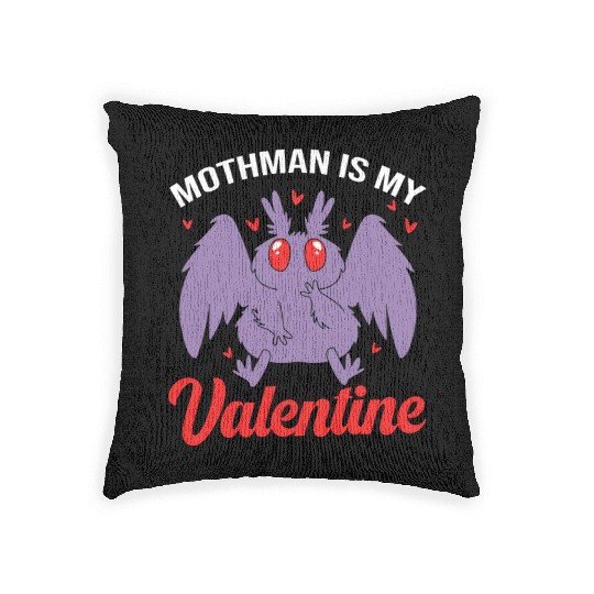 Funny Valentines Day Cryptid Cute Mothman Woven Pillows