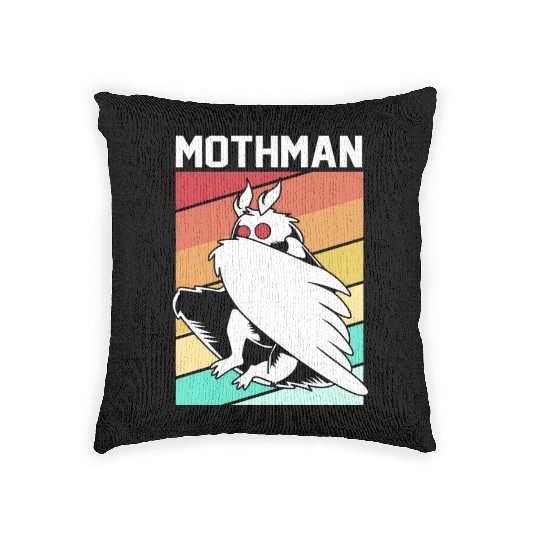 Retro Mothman Cryptid 80s Vintage Mothman Woven Pillows