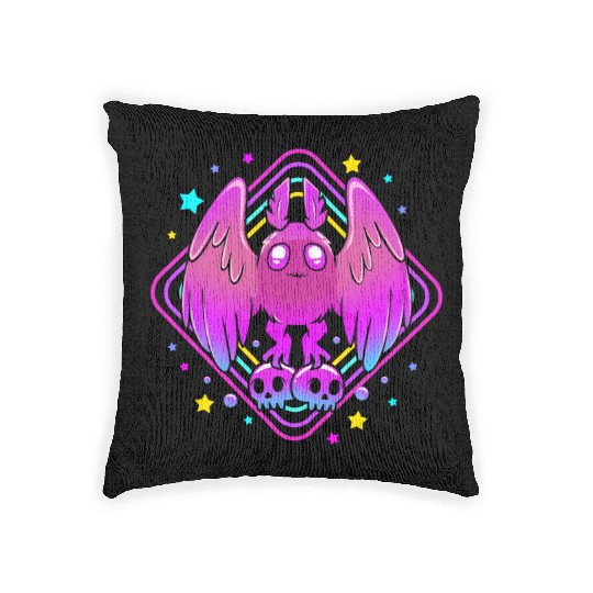 Pastel Goth Skull Aesthetic Gothic Cute Mothman Woven Pillows