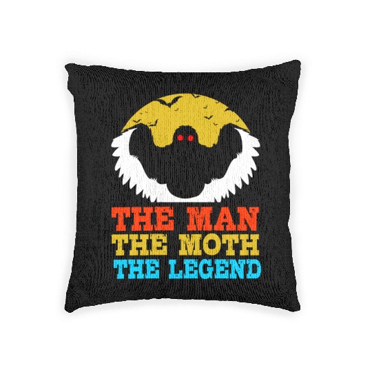 Retro Mothman Cryptid The Man The Moth The Legend Woven Pillows