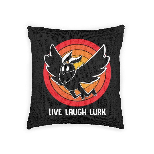 Funny Cryptid Live Laugh Lurk Mothman Woven Pillows
