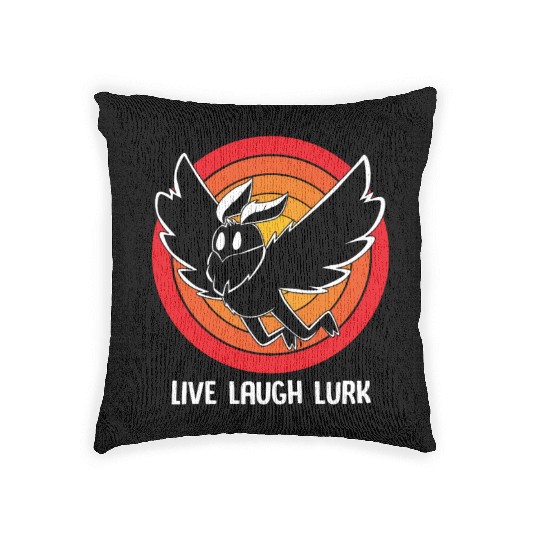 Funny Cryptid Live Laugh Lurk Mothman Woven Pillows