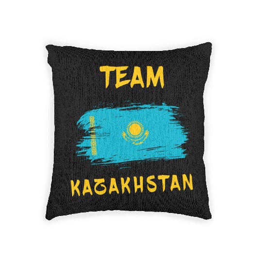 Team Kazakhstan flags design Woven Pillows