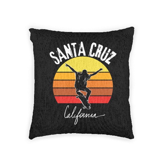 Old School Skater Santa Cruz California Woven Pillows