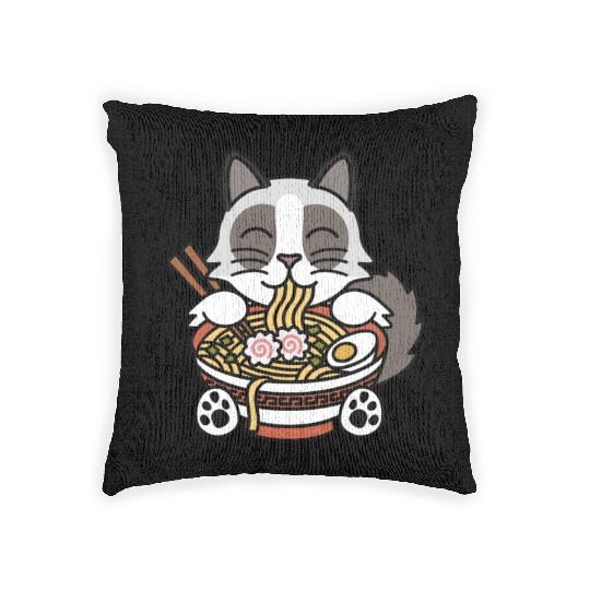Ragdoll Cat Ramen Noodles Woven Pillows