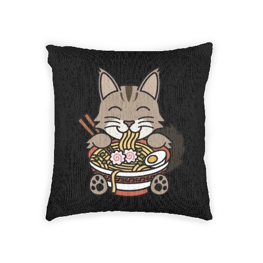 Maine Cat Ramen Noodles Woven Pillows