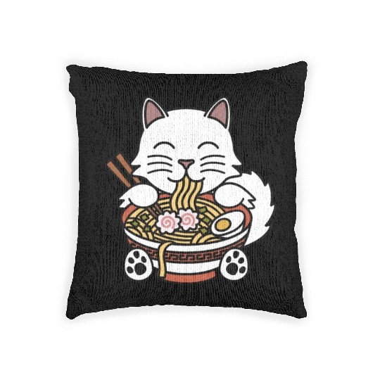 Persian Cat Ramen Noodles Woven Pillows