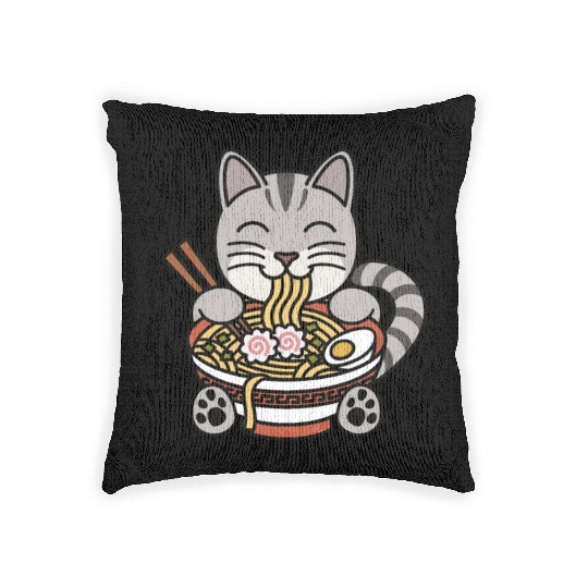 American Shorthair Cat Ramen Noodles Woven Pillows