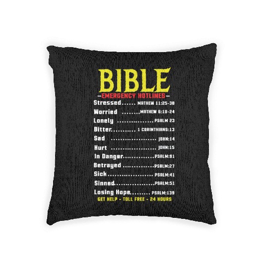 Bible Emergency Hotline Number Jesus Christian Woven Pillows