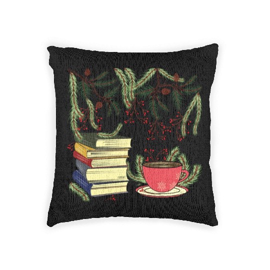 Winter Books and Tea Woven Pillows