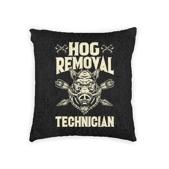 Hog Removal Technician Boar Hunting Woven Pillows
