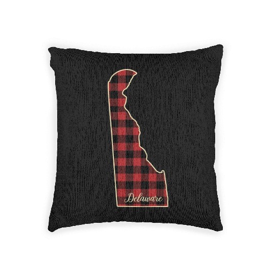 Delaware Buffalo Plaid Silhouette Home State Pride Woven Pillows