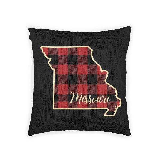 Missouri Buffalo Plaid Silhouette Home State Pride Woven Pillows