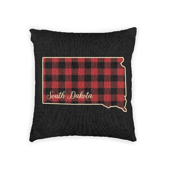 South Dakota Buffalo Plaid Silhouette Home State Woven Pillows