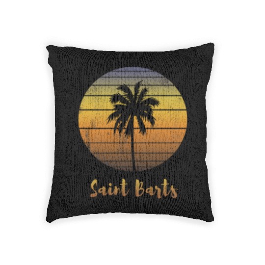 Retro Souvenir Saint Barts Sunset Distressed Woven Pillows