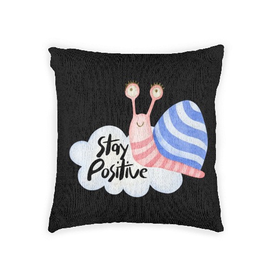 Stay Positive - Colorful Snail Woven Pillows