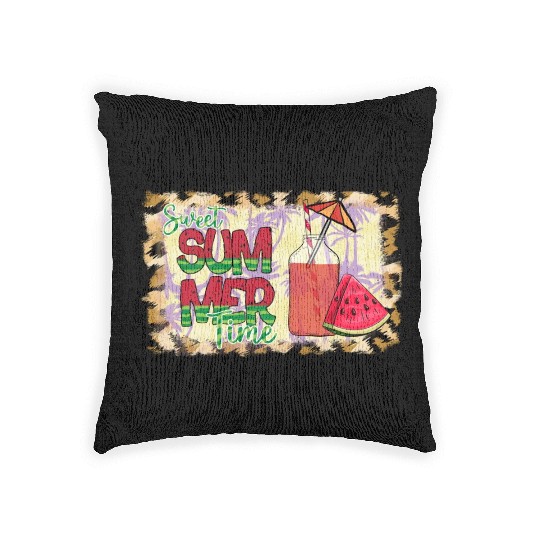 A220425 12 Sweet Summer Time Watermelon Leopard Woven Pillows