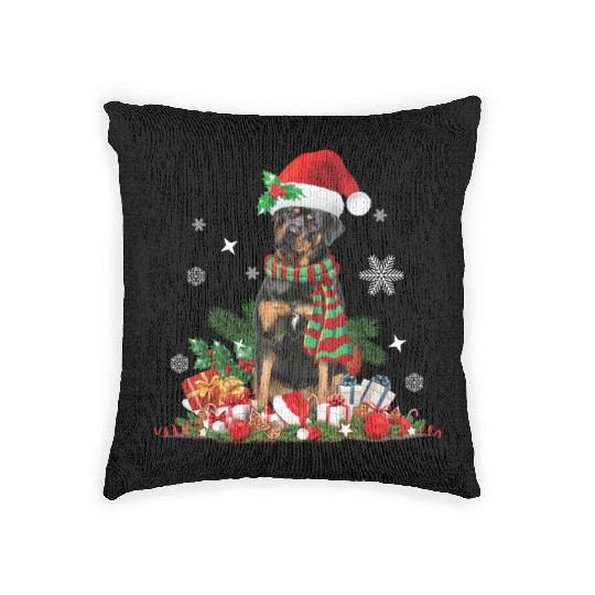 Christmas Rottweiler dog Holiday Rottie Woven Pillows