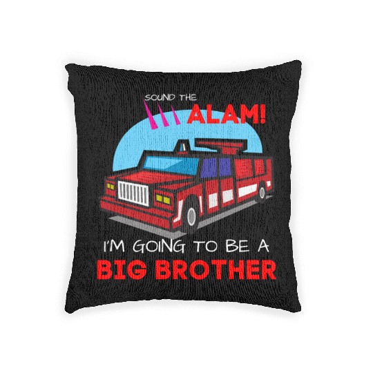 Kids Im going to be a big brother Woven Pillows Firetruck