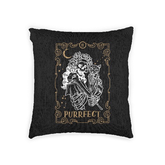 Kawaii Cat Tarot Card Occult Club Gothic Animal Woven Pillows
