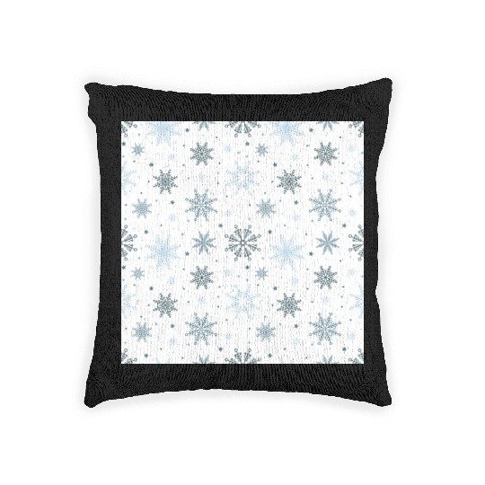 Modern Snowflakes Pattern White Blue Woven Pillows