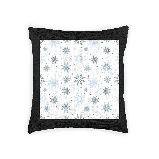 Modern Snowflakes Pattern White Blue Woven Pillows