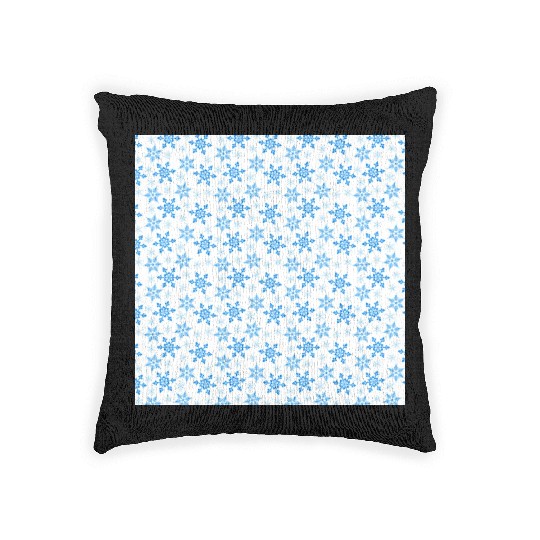Modern Snowflakes Pattern White Blue Woven Pillows