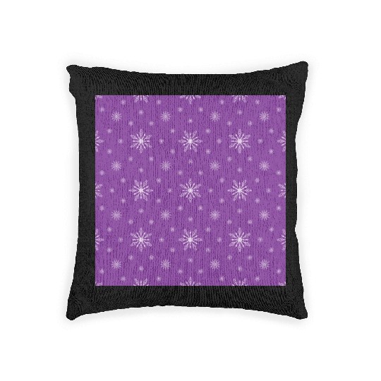 Modern Snowflakes Pattern Purple Woven Pillows