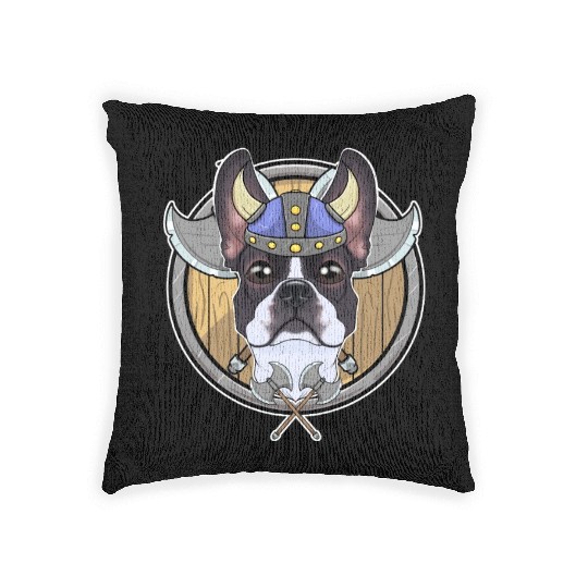 Boston Terrier I Valhalla I Viking Woven Pillows