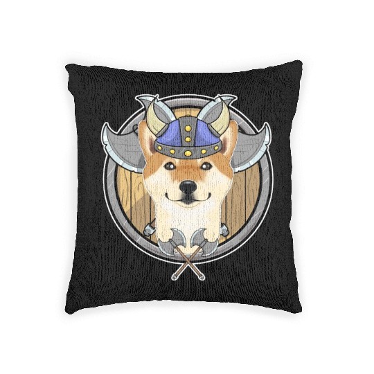Shiba Inu I Valhalla I Viking Woven Pillows