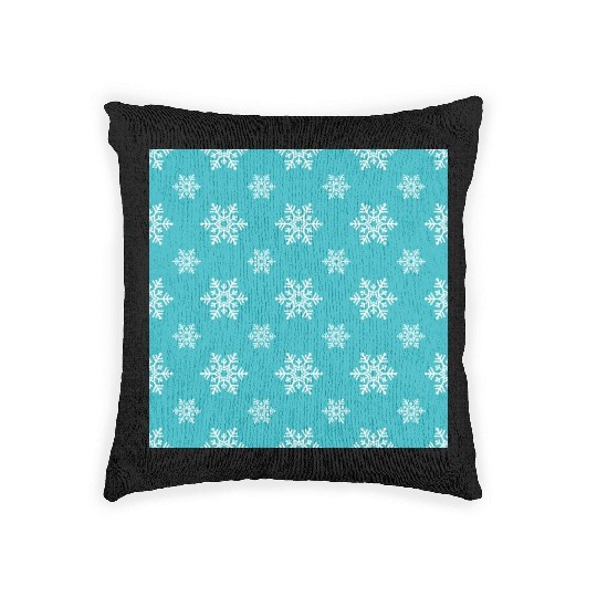 Decorative Teal Snowflakes Pattern Woven Pillows