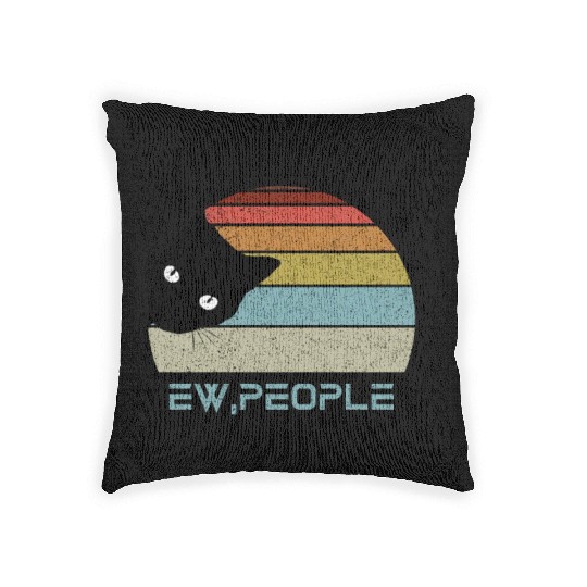 Ew People Retro Cat funny vintage Woven Pillows
