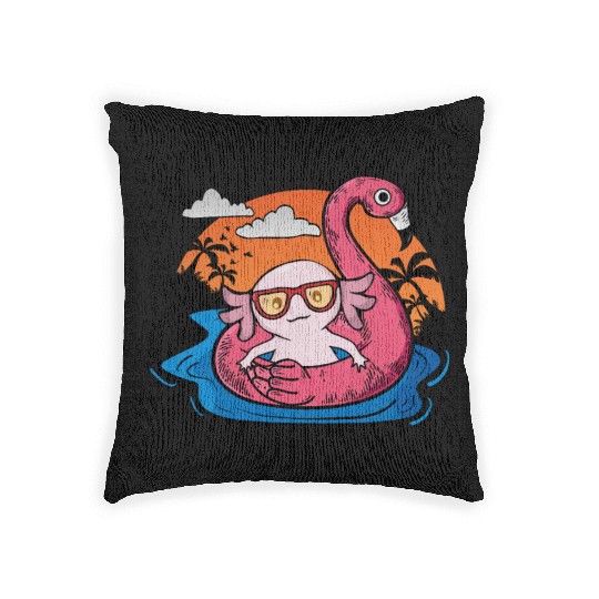 Axolotl Gift Women Swimming Pool Flamingo Axolotl Woven Pillows