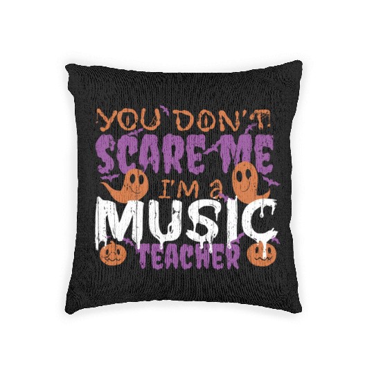 Ghost Pumpkin Music Teacher Halloween Woven Pillows
