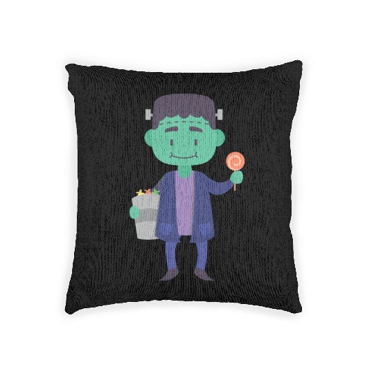 Candy Collector Happy Scary Halloween Vampire Woven Pillows