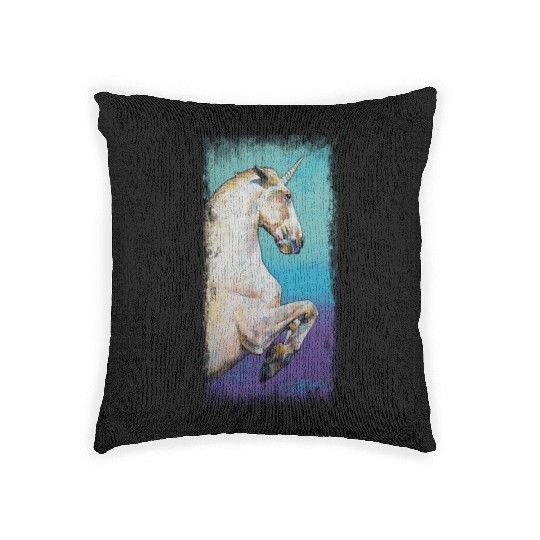 White Unicorn Design Woven Pillows