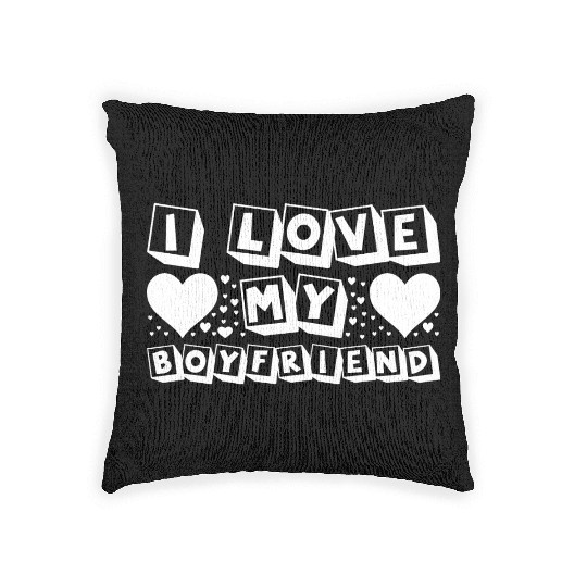 I Love My Boyfriend Woven Pillows