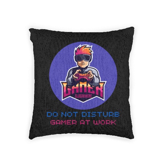Do Not Disturb Gamer At Work-Gaming Lover Woven Pillows