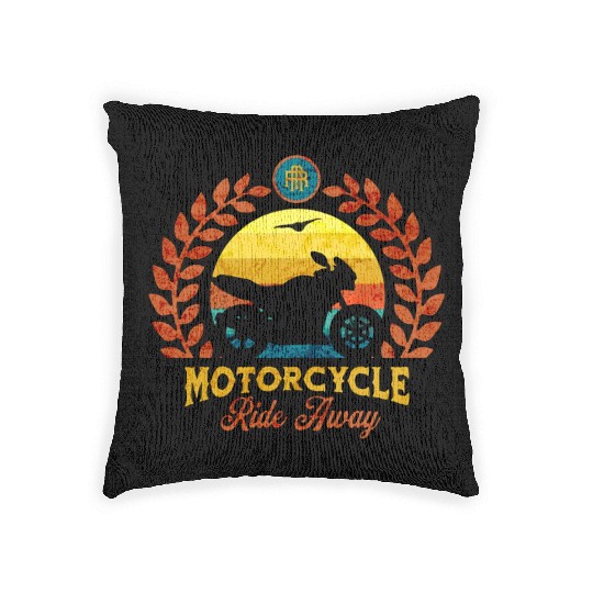 Motorcycle Ride Away Woven Pillows