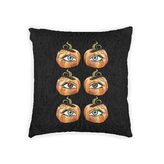 Pumpkin Eyes Realistic Blue Brown and Green Eyes Woven Pillows
