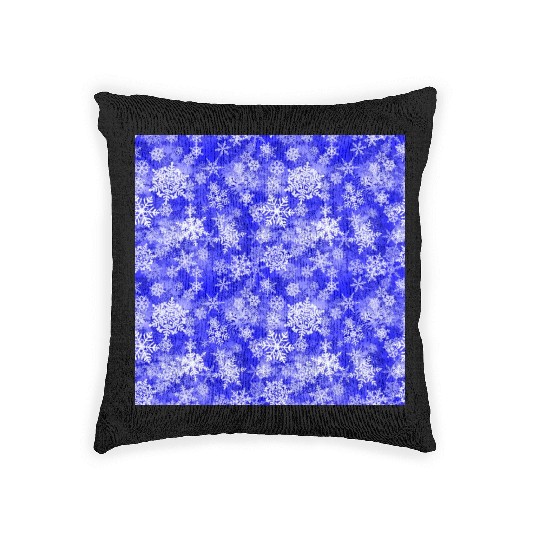 Navy Blue White Snowflakes Pattern Woven Pillows