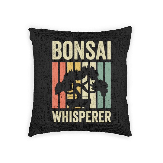 Bonsai Whisperer Retro Vintage Tree Planting Gift Woven Pillows