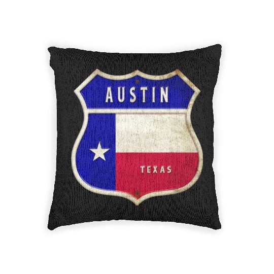 Austin Texas crest flags design Woven Pillows