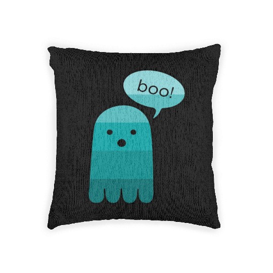 Persian Green Boo Ghost Halloween Woven Pillows