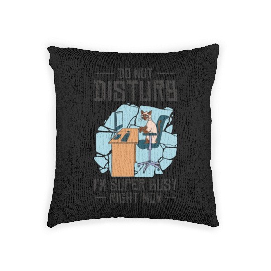 Working Busy Cat Employee Cat Owner Worker Woven Pillows