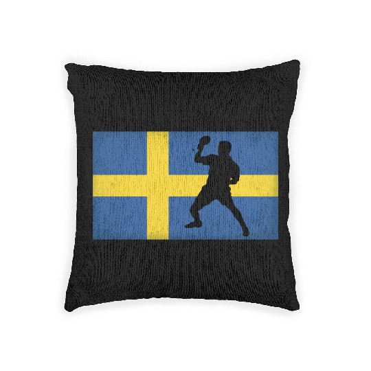 Sweden Table Tennis Player Swedish Flag Woven Pillows