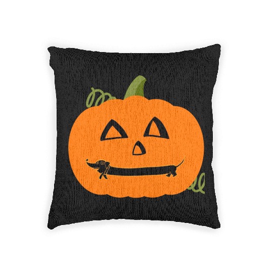Halloween Pumpkin Dachshund Costume funny Woven Pillows