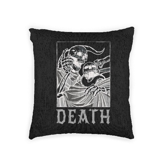 Skeleton Bones Tarot Card Occult Death Gothic Woven Pillows